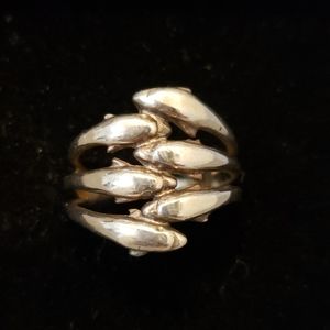 Sterling silver dolphin ring